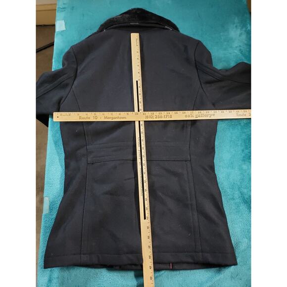 Express Jacket Coat Sz Small Womens Black Double Breasted Fur lining Wool Blend - Picture 7 of 8